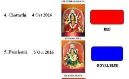 ~ Navaratri 9 Colour Dress Codes for 2016 Goddess Durga Festival
